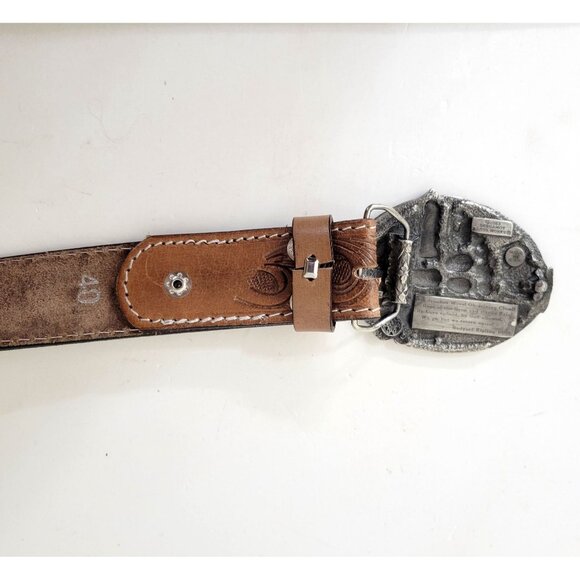 Bergamot Brass Works Clipper Ship Buckle with Tooled Leather Belt Size 40. - Picture 6 of 9